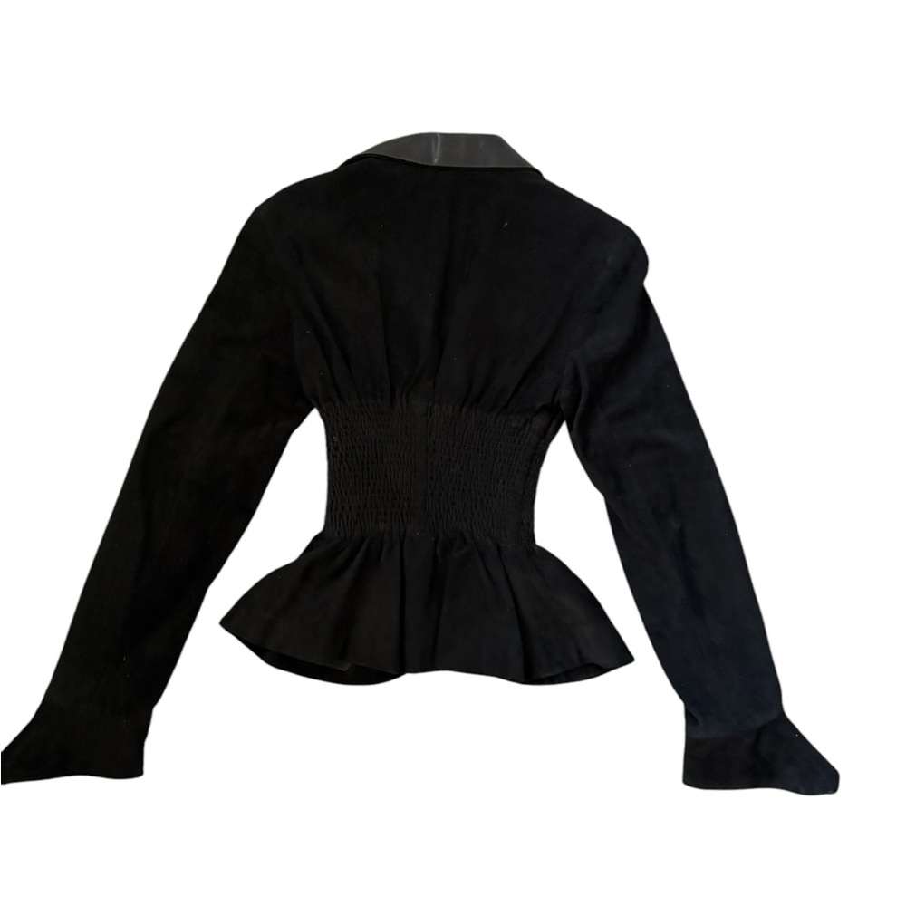 RARE JENNIFER TATANELLI CASINI FIRENZE SUEDE CORSET LEATHER JACKET BLACK - Picture 4 of 16